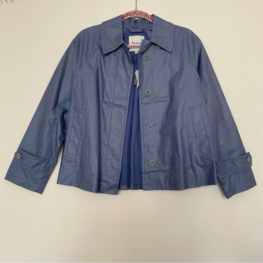 ❤️ NWT Madewell Laminated Short Trench Coat in Storm Cloud - XXS
